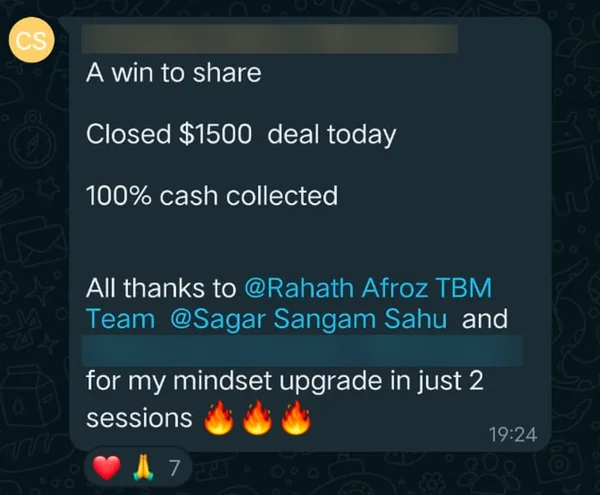Screenshot of a member result: sales and money