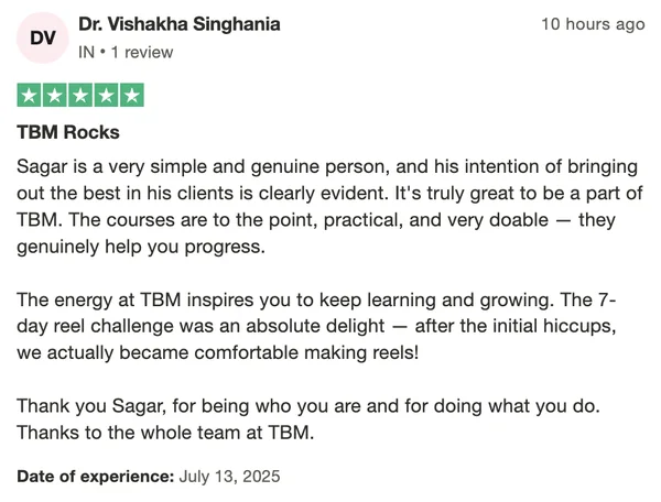 Screenshot of a member result: reviews