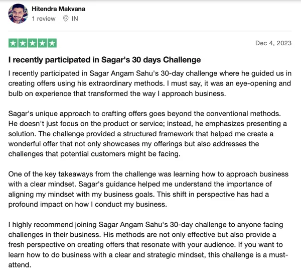 Screenshot of a member result: reviews