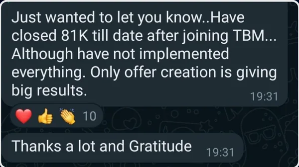 Screenshot of a member result: sales and money