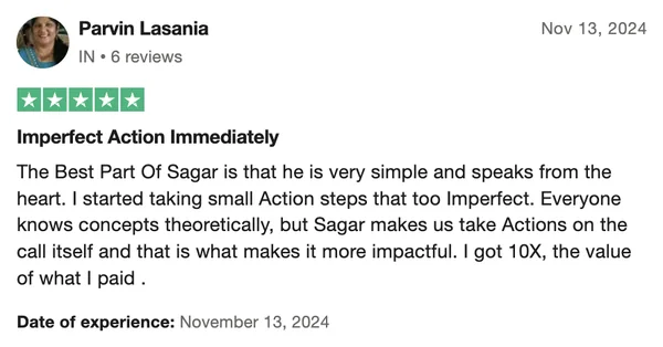 Screenshot of a member result: reviews