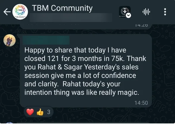 Screenshot of a member result: sales and money