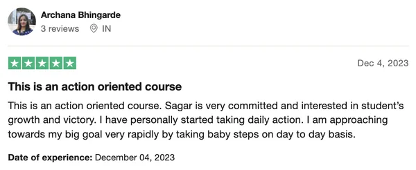 Screenshot of a member result: reviews