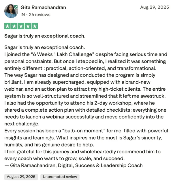 Screenshot of a member result: reviews