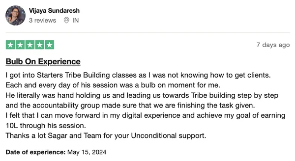 Screenshot of a member result: reviews
