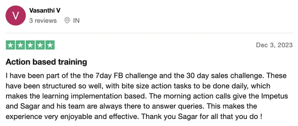 Screenshot of a member result: reviews