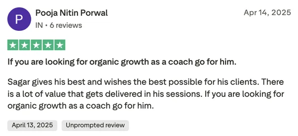 Screenshot of a member result: reviews