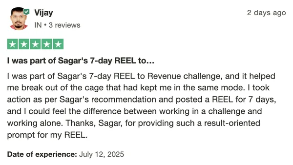 Screenshot of a member result: reviews