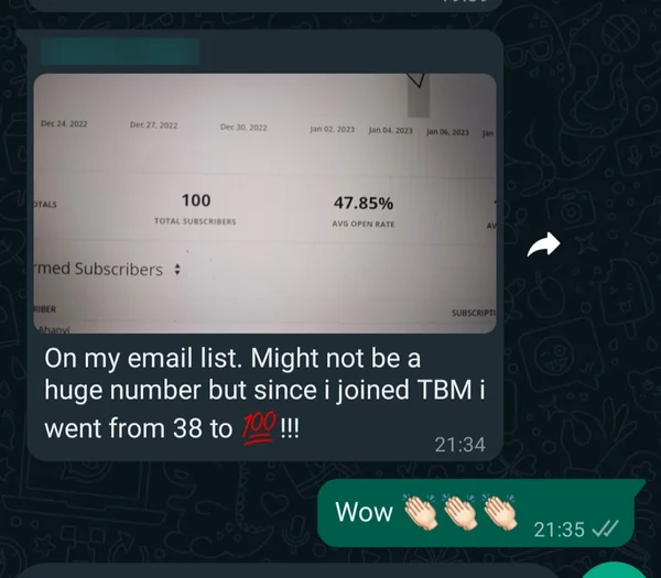 Screenshot of a member result: leads and reach